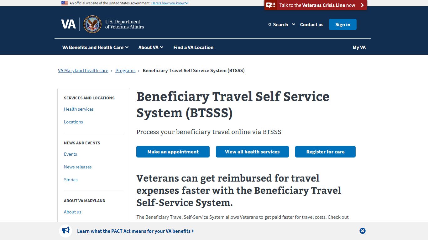 Beneficiary Travel Self Service System (BTSSS) | VA Maryland Health ...